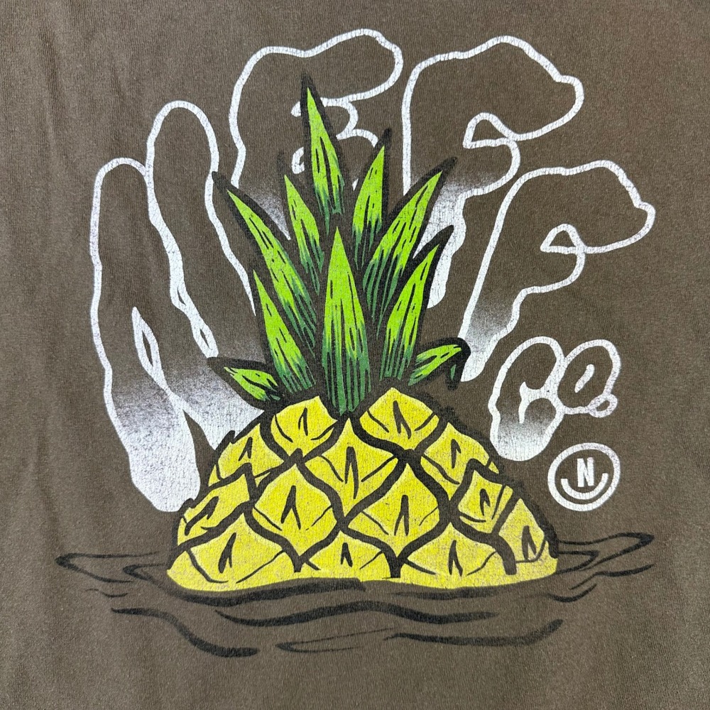 Neff Co Mens XL Brown Pineapple Graphic Short‎ Sleeve T-Shirt Skater Surf Tee
